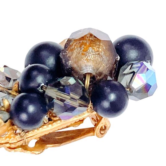 VTG Signed Eugene Vaseline Uranium Glass Earrings Mid Century 1950s Clip On - Picture 5 of 11